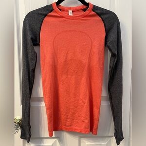 Lululemon Athletica Coral and Grey Long Sleeve Top